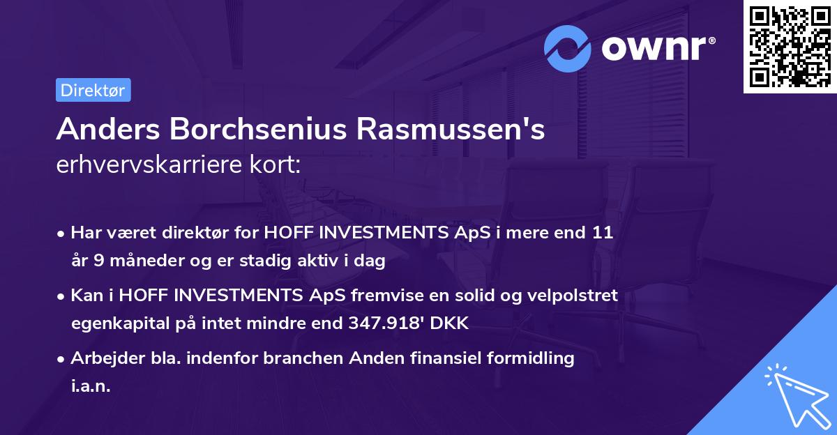 Anders Borchsenius Rasmussen's erhvervskarriere kort