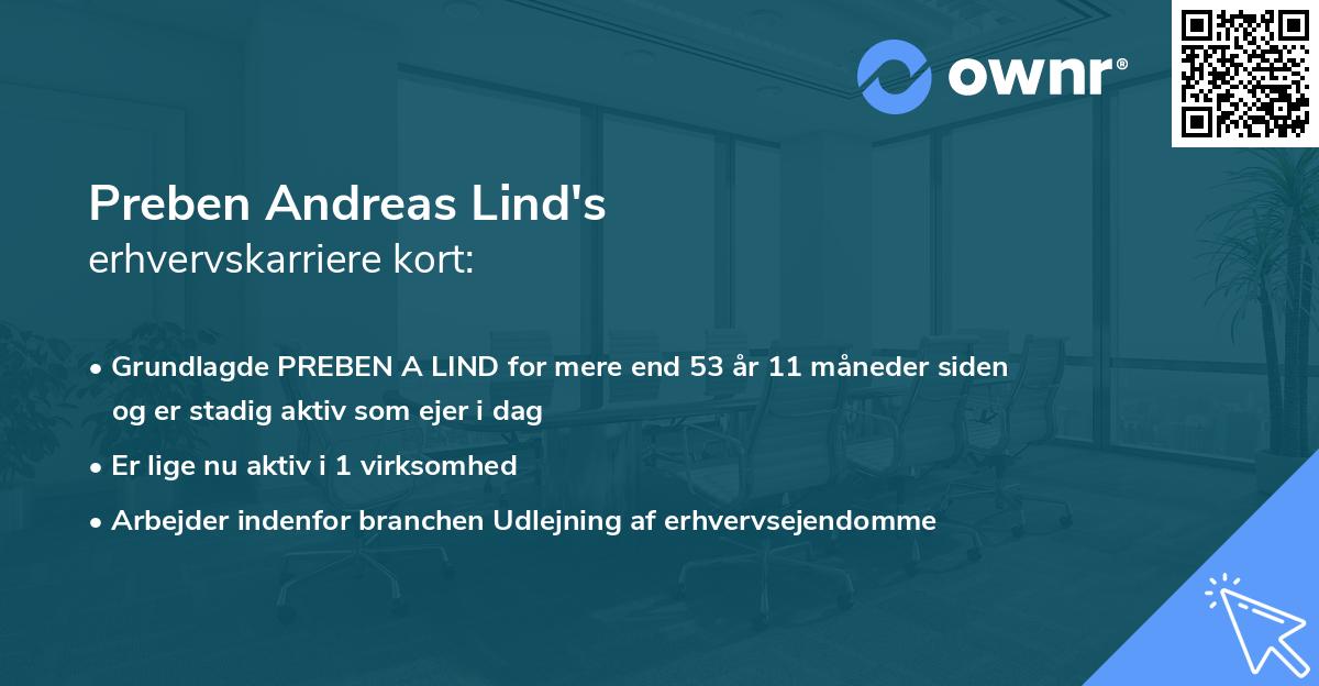 Preben Andreas Lind's erhvervskarriere kort