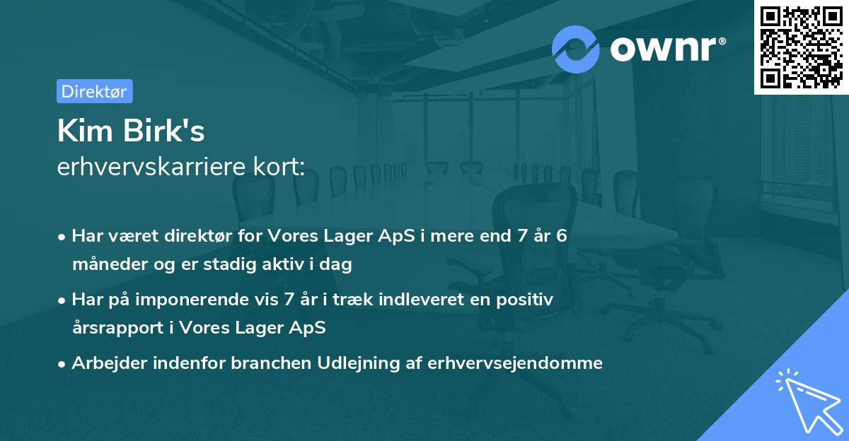 Kim Birk's erhvervskarriere kort