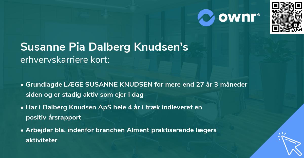 Susanne Pia Dalberg Knudsen's erhvervskarriere kort