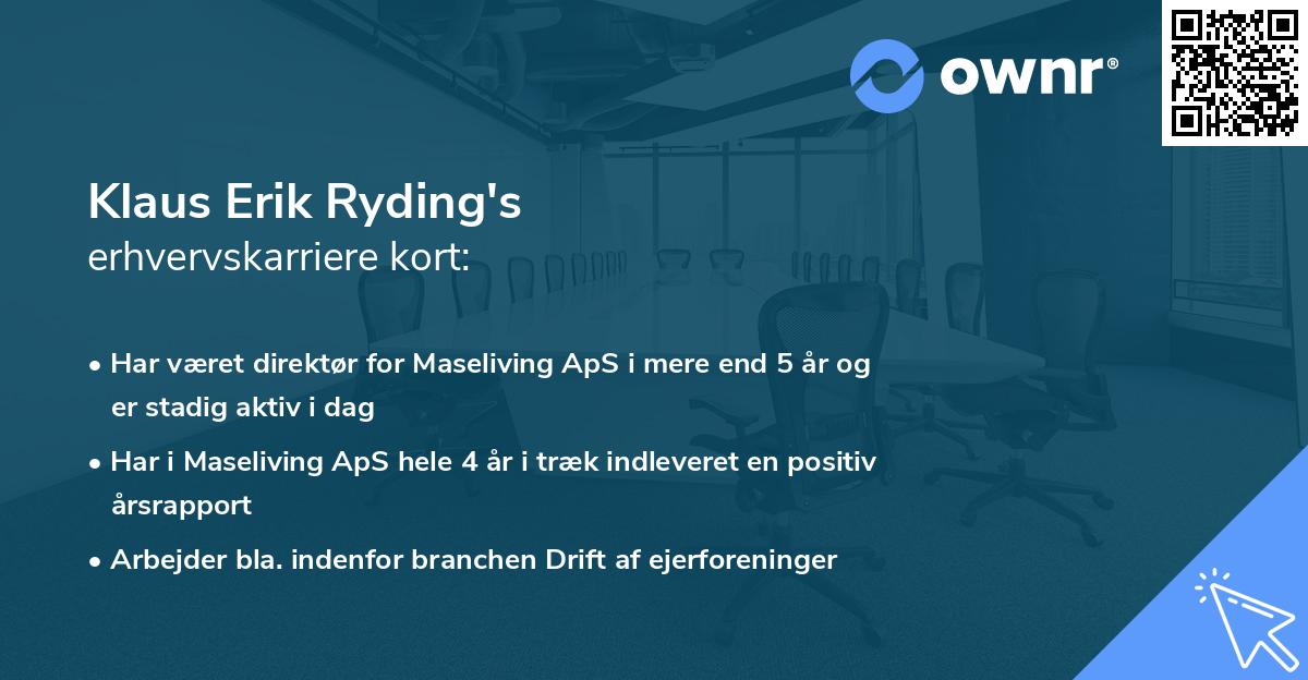 Klaus Erik Ryding's erhvervskarriere kort