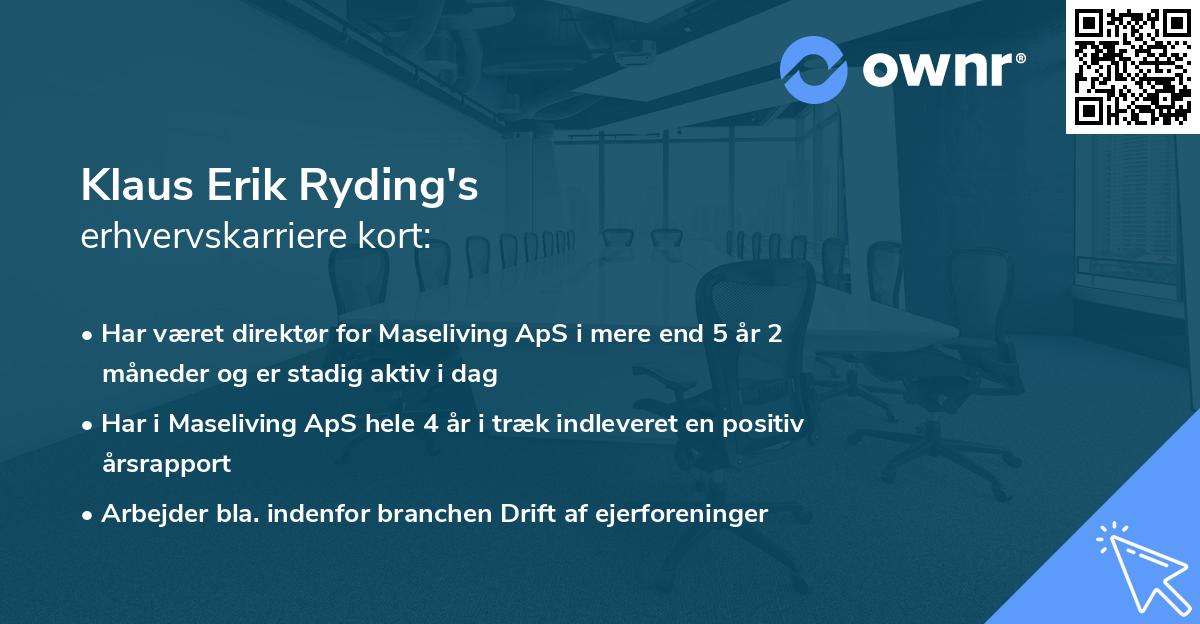 Klaus Erik Ryding's erhvervskarriere kort