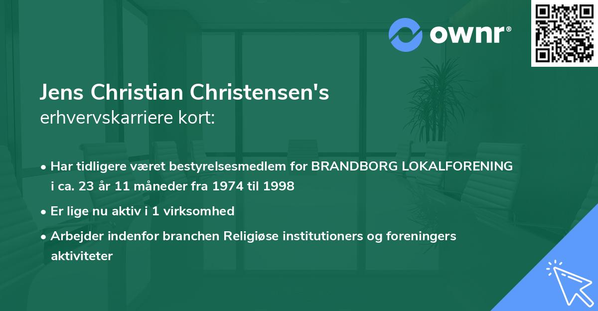 Jens Christian Christensen's erhvervskarriere kort