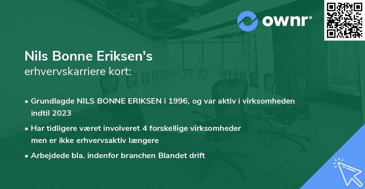 Nils Bonne Eriksen's erhvervskarriere kort