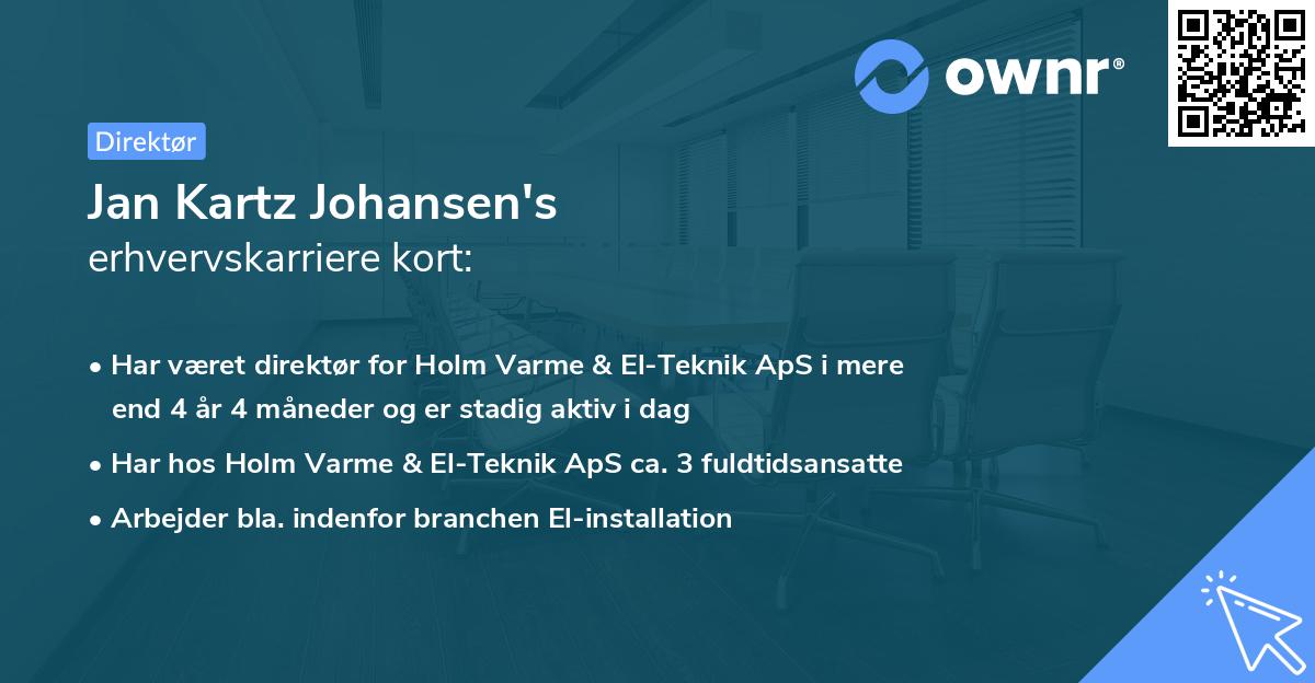 Jan Kartz Johansen's erhvervskarriere kort