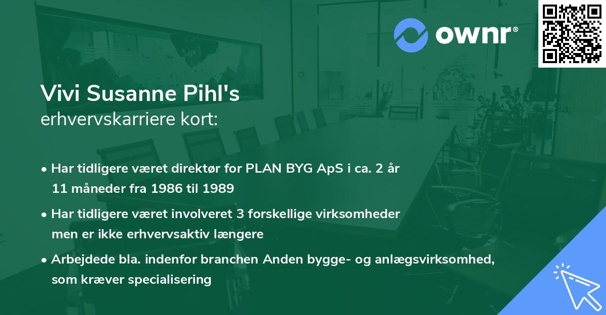 Vivi Susanne Pihl's erhvervskarriere kort