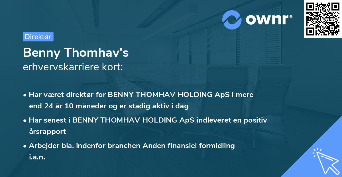 Benny Thomhav's erhvervskarriere kort