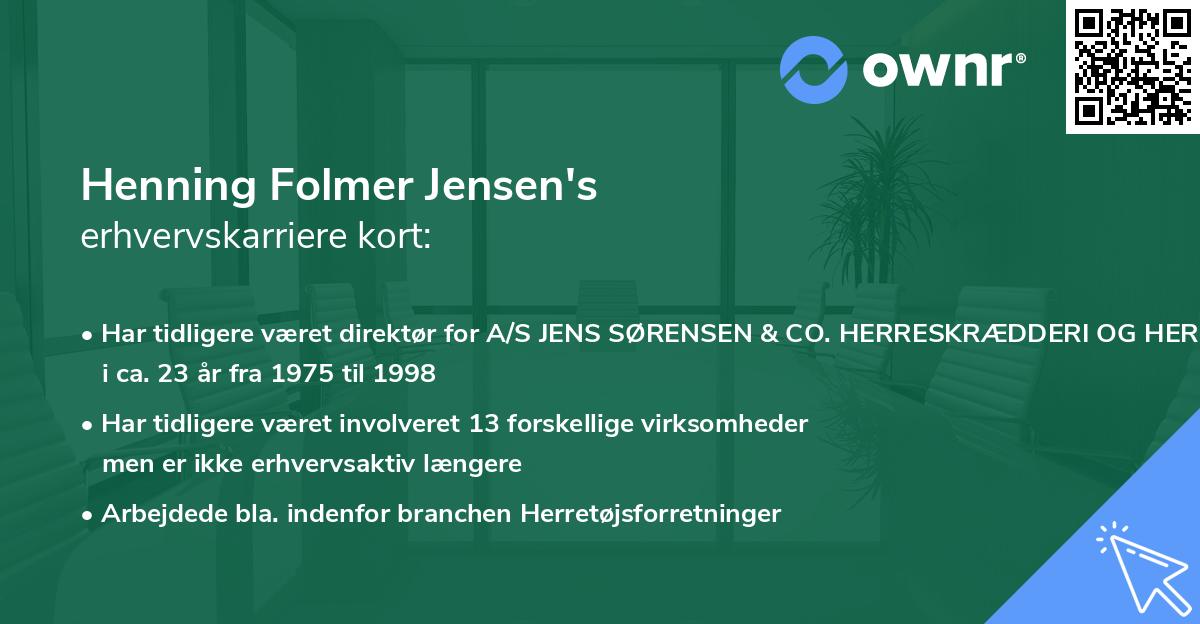 Henning Folmer Jensen's erhvervskarriere kort