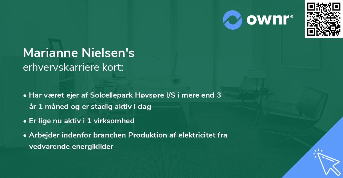 Marianne Nielsen's erhvervskarriere kort