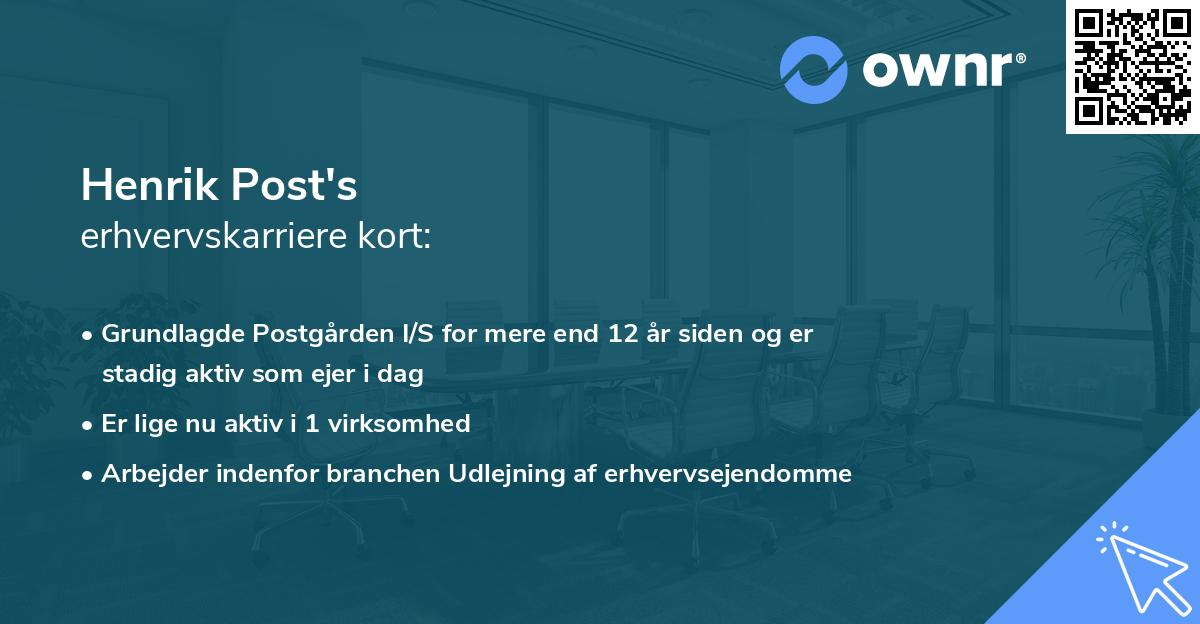 Henrik Post's erhvervskarriere kort