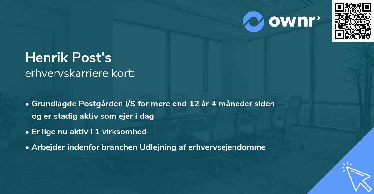 Henrik Post's erhvervskarriere kort