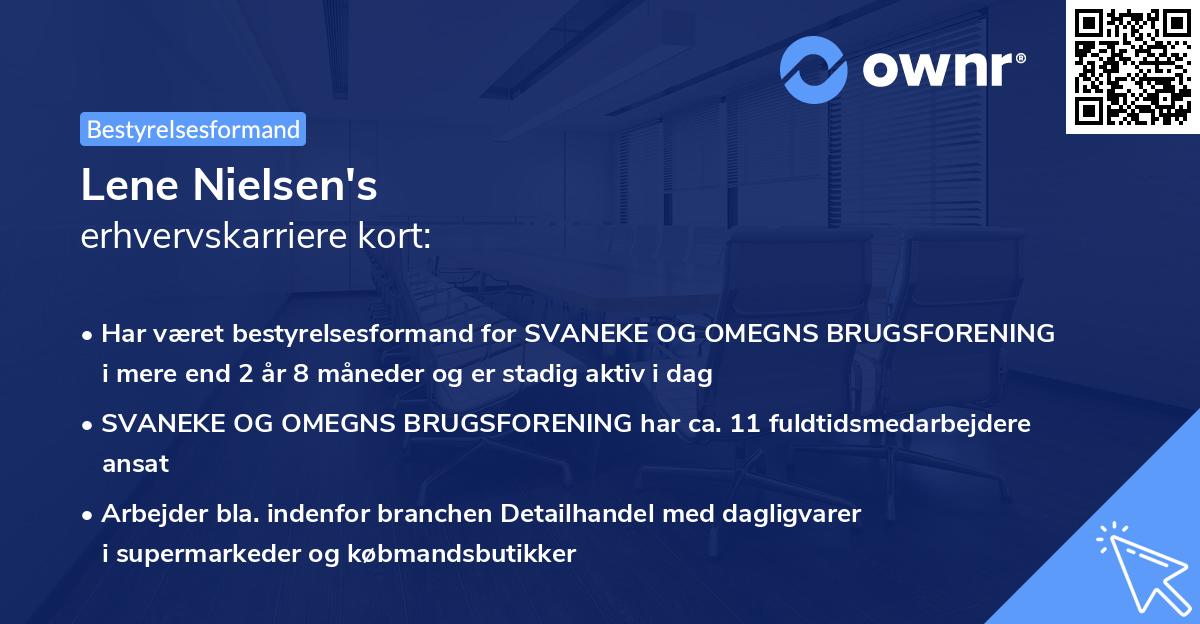 Lene Nielsen's erhvervskarriere kort