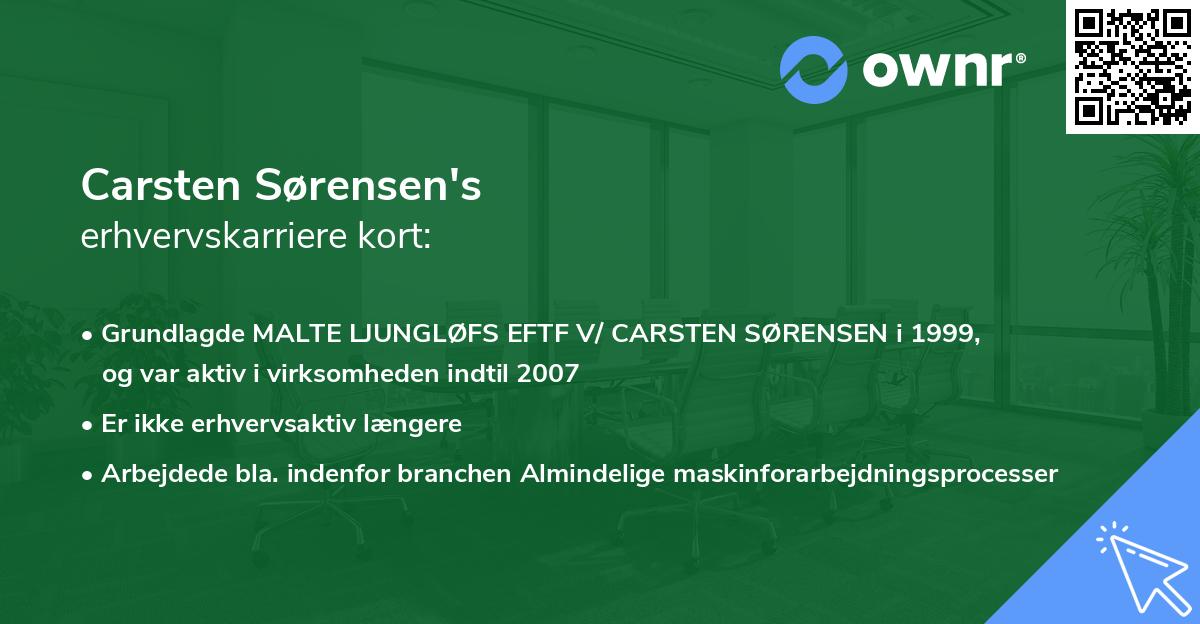 Carsten Sørensen's erhvervskarriere kort