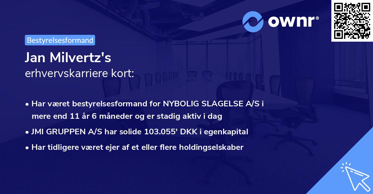 Jan Milvertz's erhvervskarriere kort