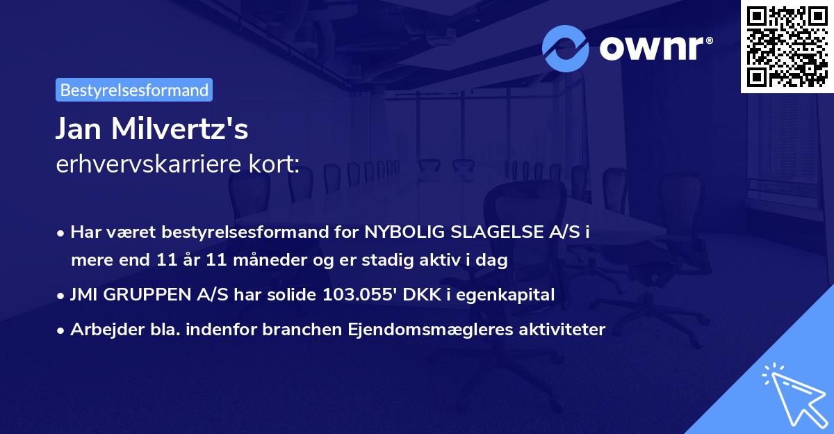 Jan Milvertz's erhvervskarriere kort