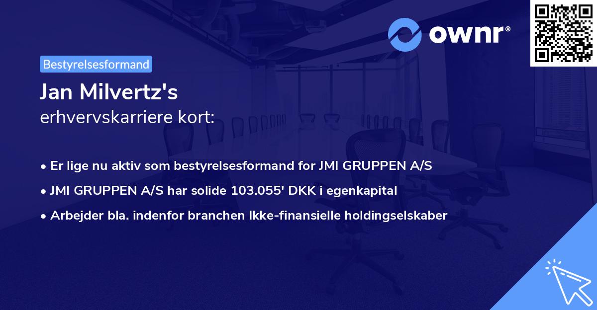 Jan Milvertz's erhvervskarriere kort