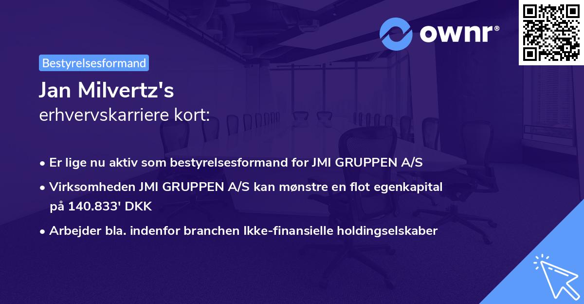 Jan Milvertz's erhvervskarriere kort