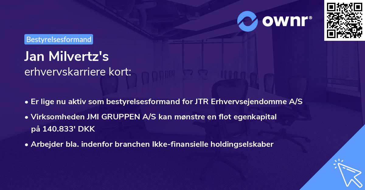 Jan Milvertz's erhvervskarriere kort
