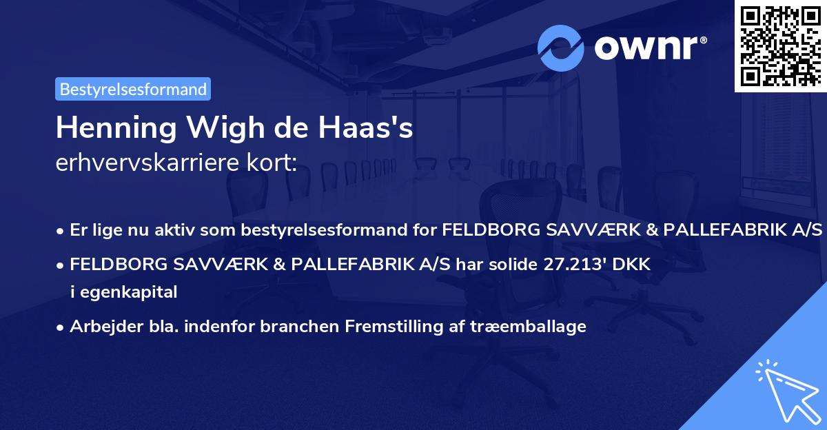 Henning Wigh de Haas's erhvervskarriere kort