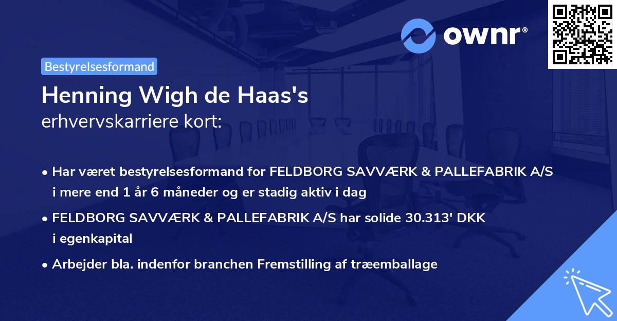 Henning Wigh de Haas's erhvervskarriere kort