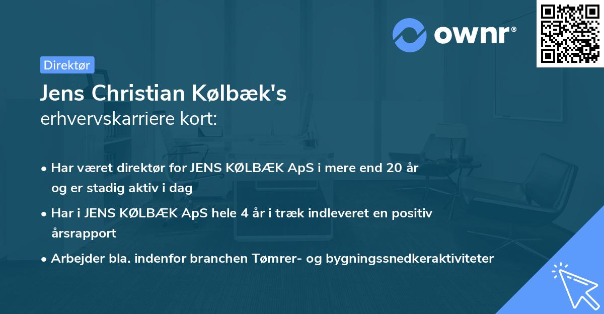 Jens Christian Kølbæk's erhvervskarriere kort