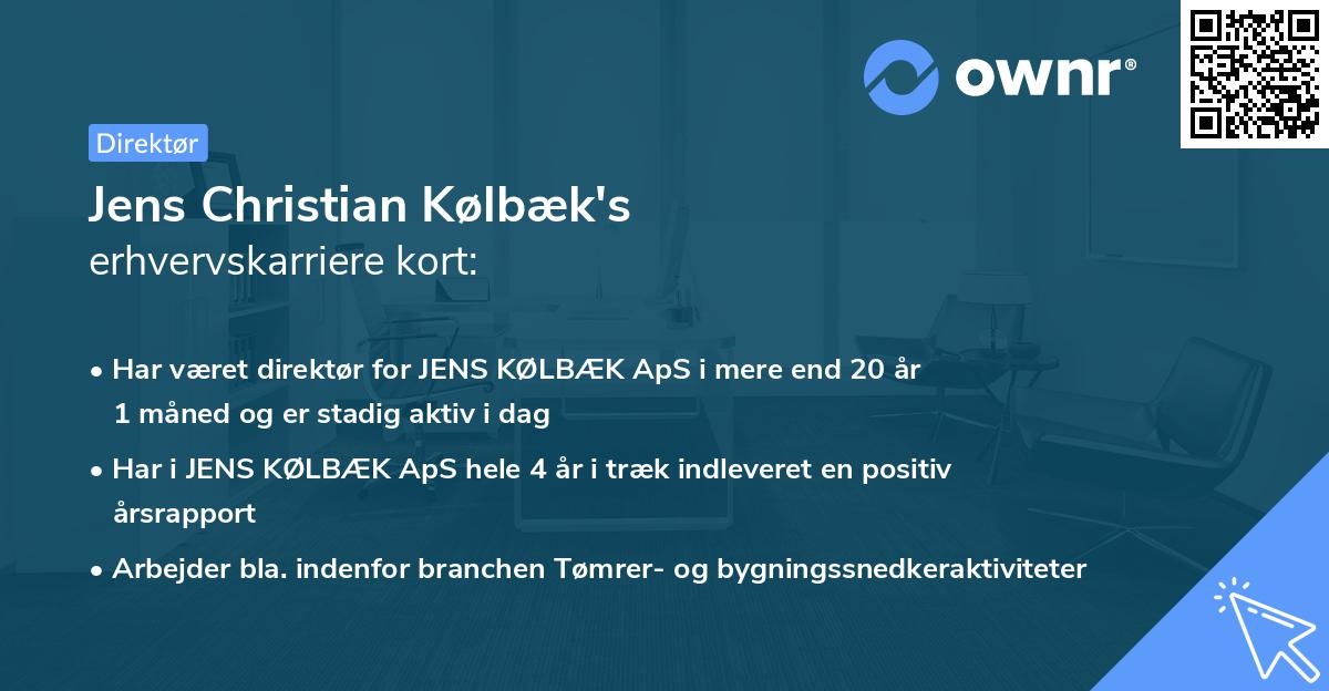 Jens Christian Kølbæk's erhvervskarriere kort