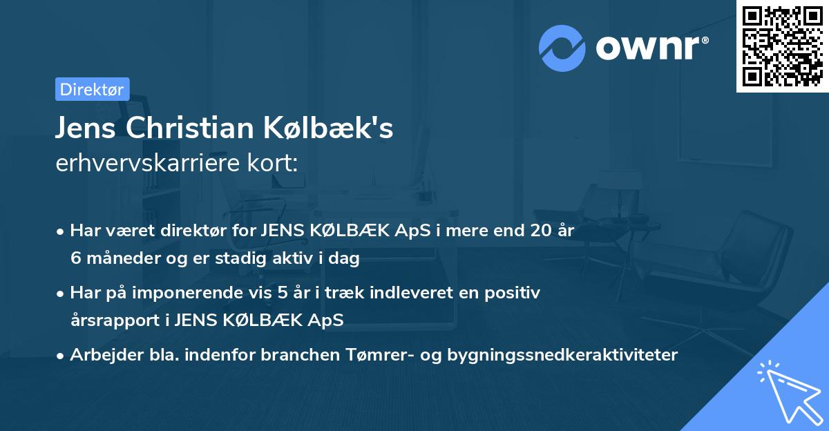 Jens Christian Kølbæk's erhvervskarriere kort