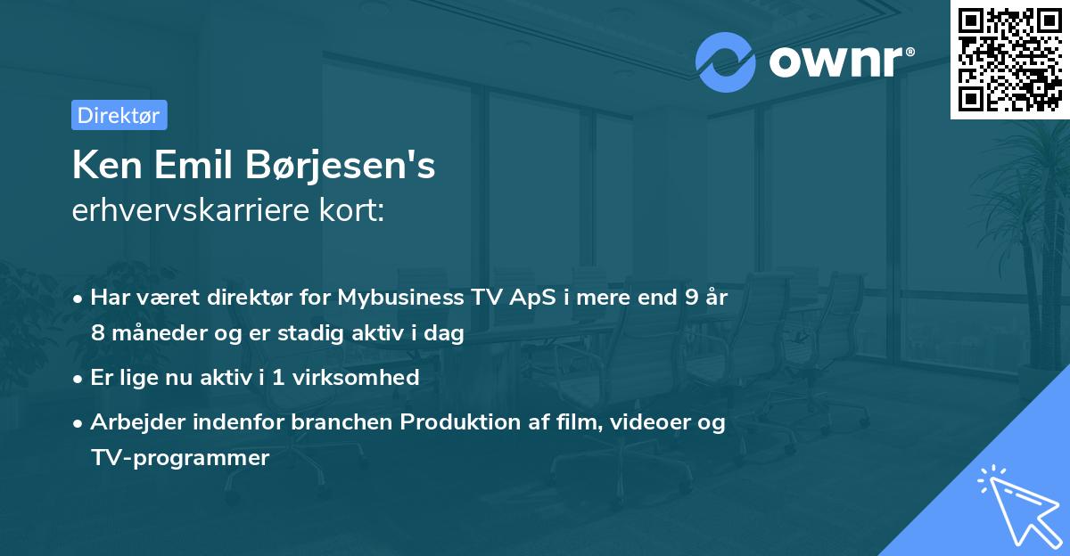 Ken Emil Børjesen's erhvervskarriere kort