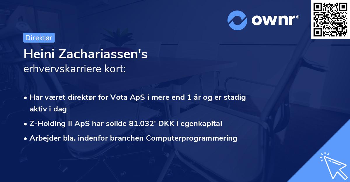 Heini Zachariassen's erhvervskarriere kort