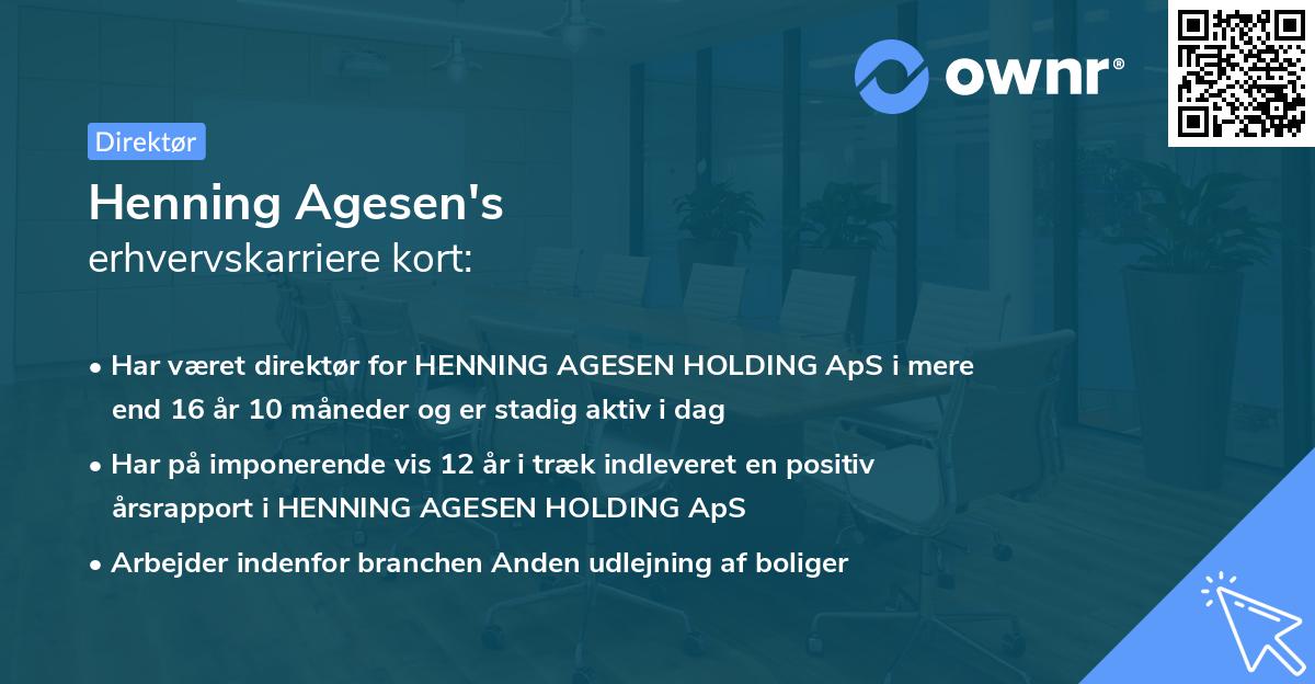 Henning Agesen's erhvervskarriere kort