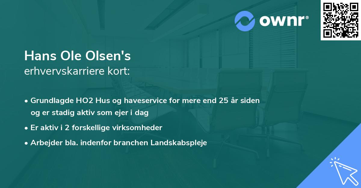 Hans Ole Olsen's erhvervskarriere kort