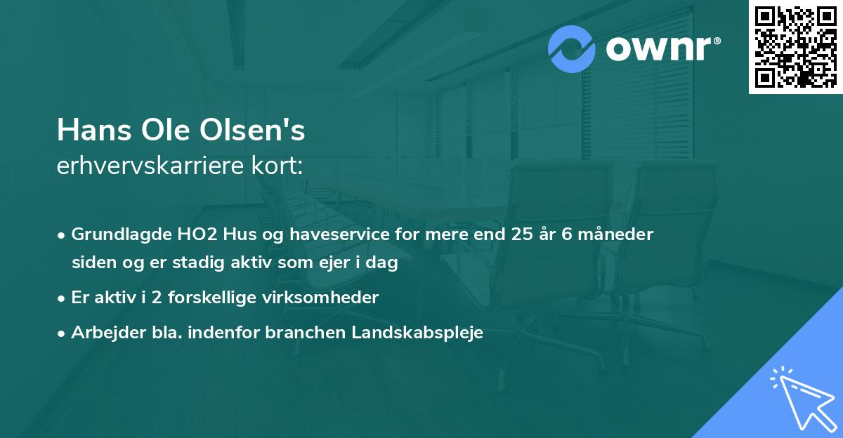 Hans Ole Olsen's erhvervskarriere kort