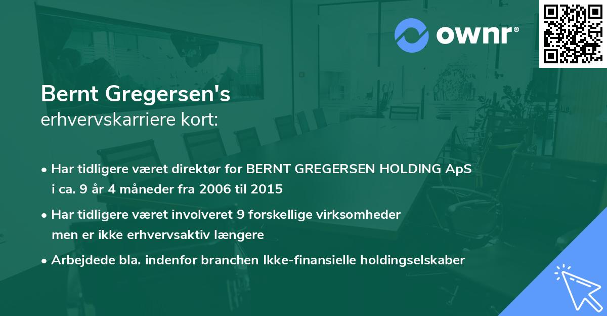 Bernt Gregersen's erhvervskarriere kort