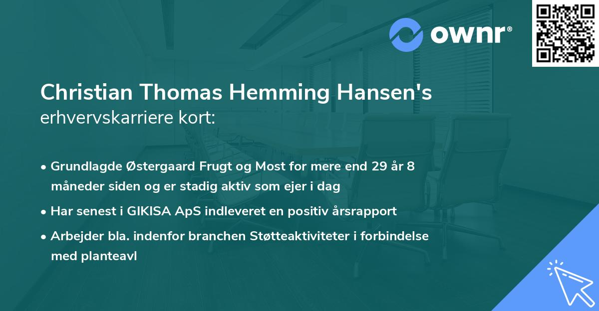 Christian Thomas Hemming Hansen's erhvervskarriere kort