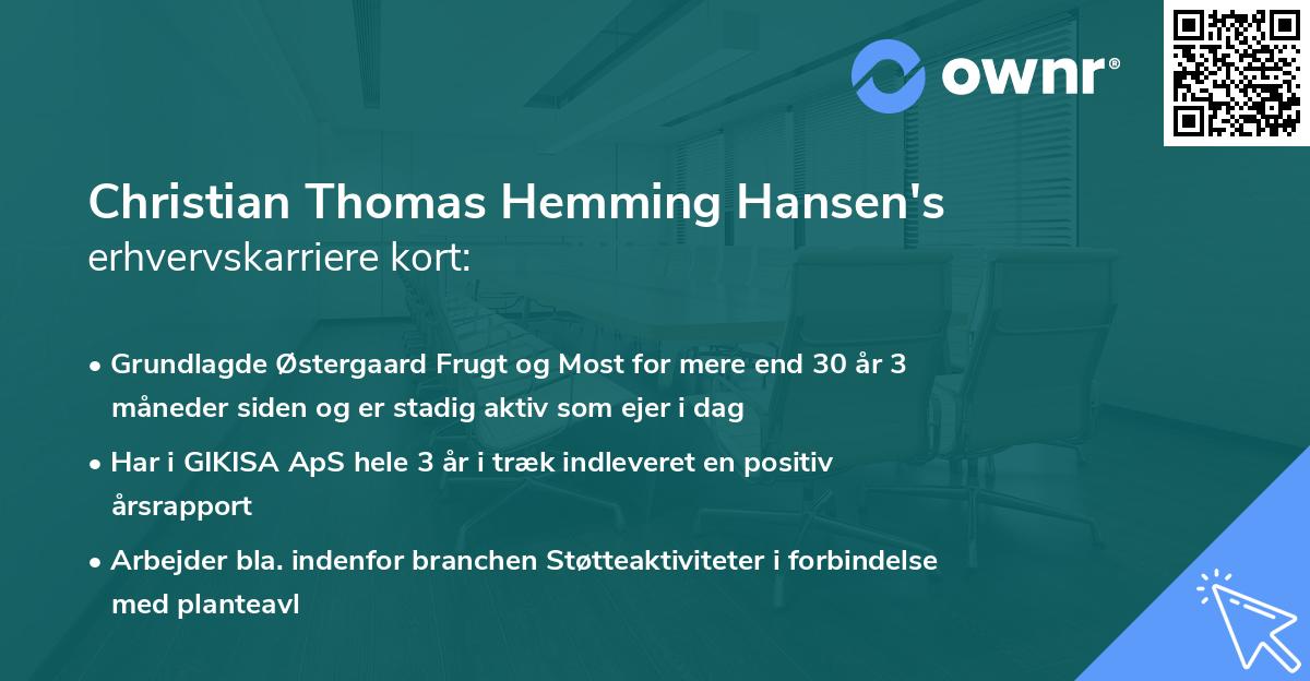 Christian Thomas Hemming Hansen's erhvervskarriere kort