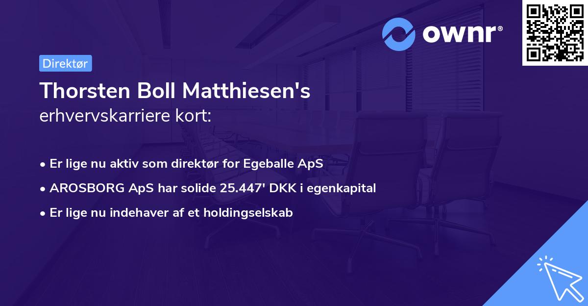 Thorsten Boll Matthiesen's erhvervskarriere kort