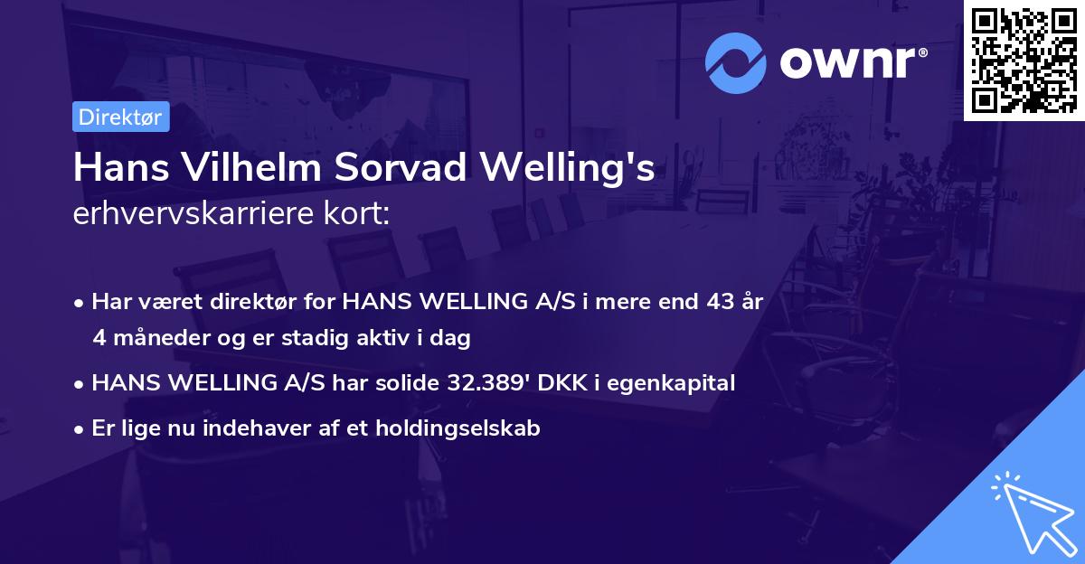 Hans Vilhelm Sorvad Welling's erhvervskarriere kort