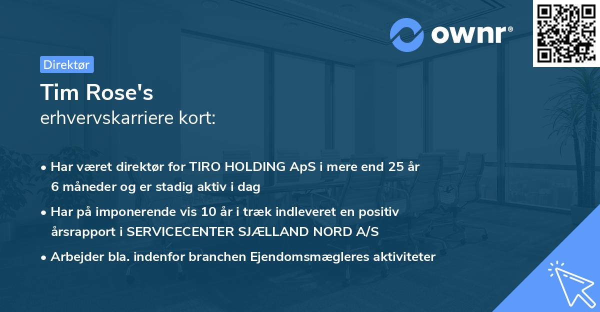 Tim Rose's erhvervskarriere kort