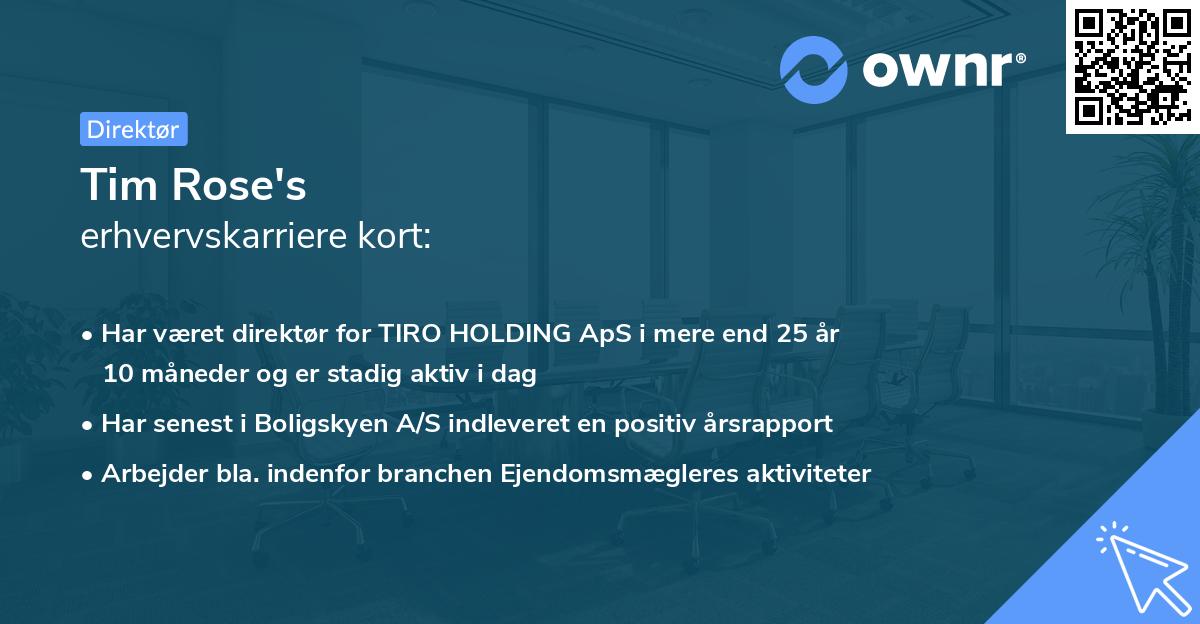 Tim Rose's erhvervskarriere kort