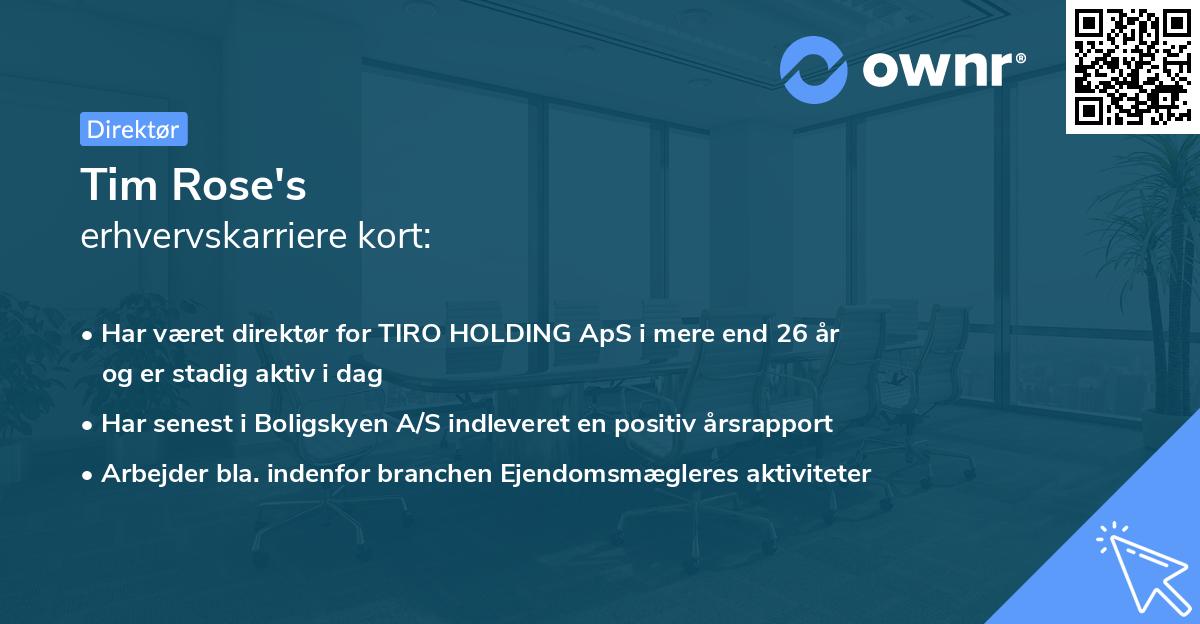 Tim Rose's erhvervskarriere kort
