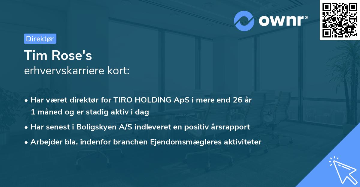 Tim Rose's erhvervskarriere kort