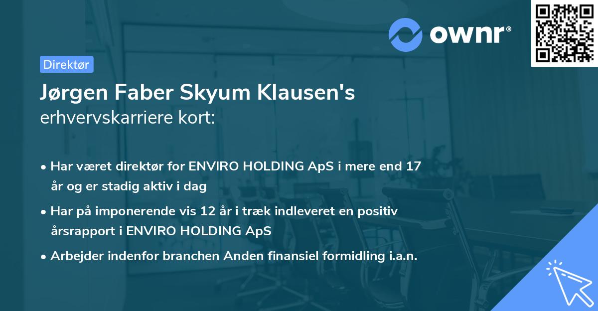 Jørgen Faber Skyum Klausen's erhvervskarriere kort