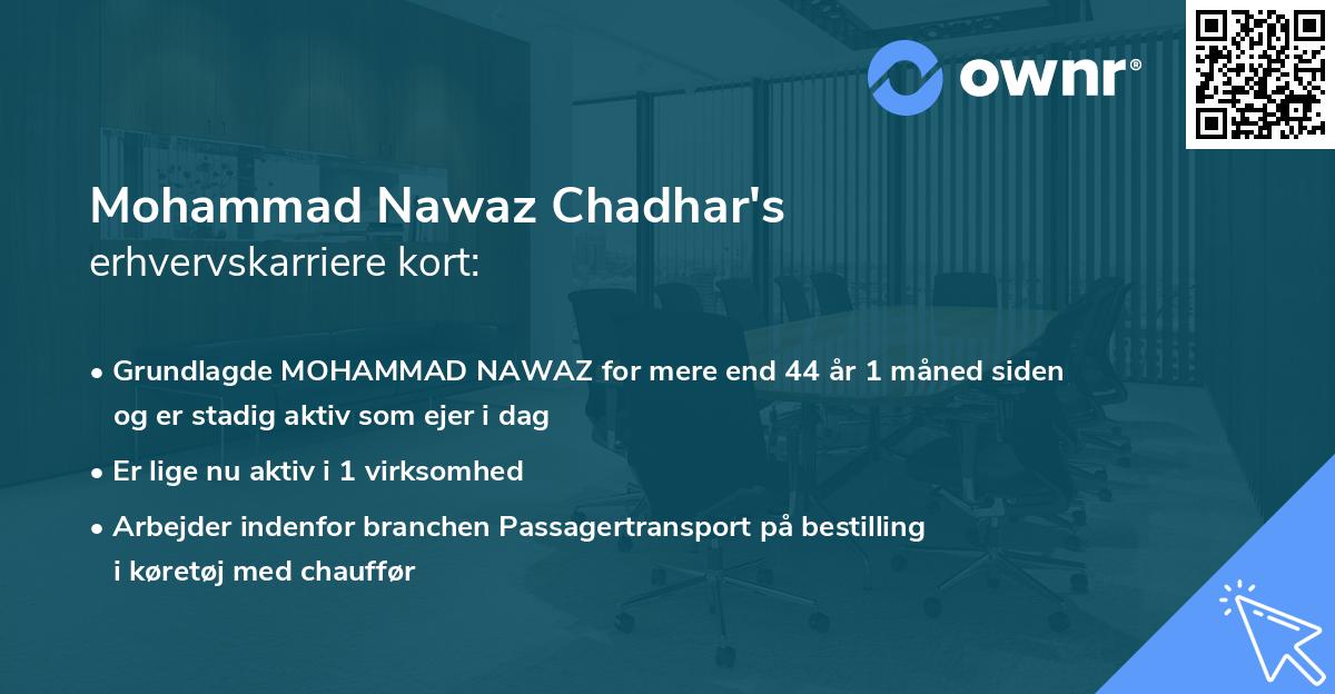 Mohammad Nawaz Chadhar's erhvervskarriere kort