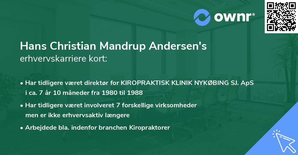 Hans Christian Mandrup Andersen's erhvervskarriere kort
