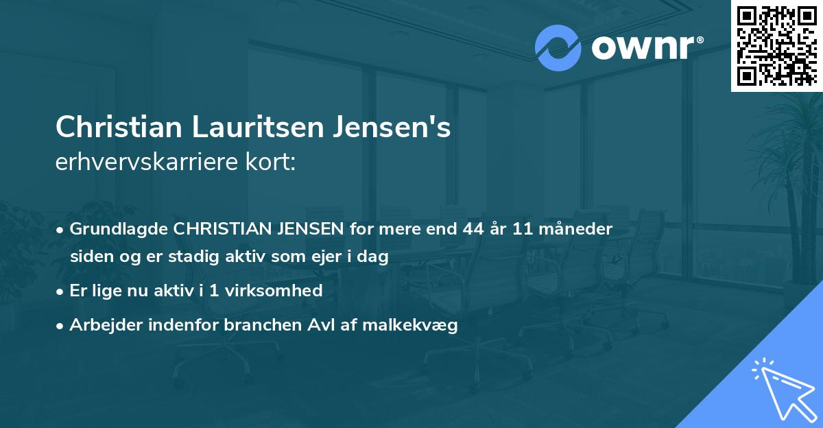 Christian Lauritsen Jensen's erhvervskarriere kort