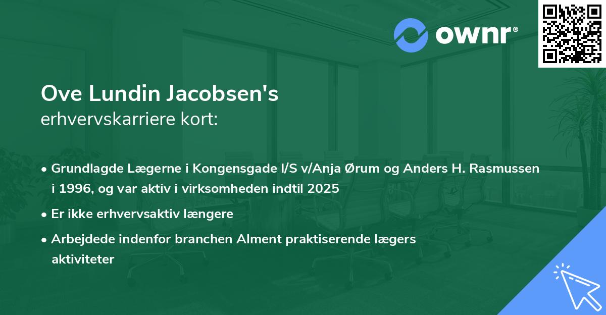 Ove Lundin Jacobsen's erhvervskarriere kort
