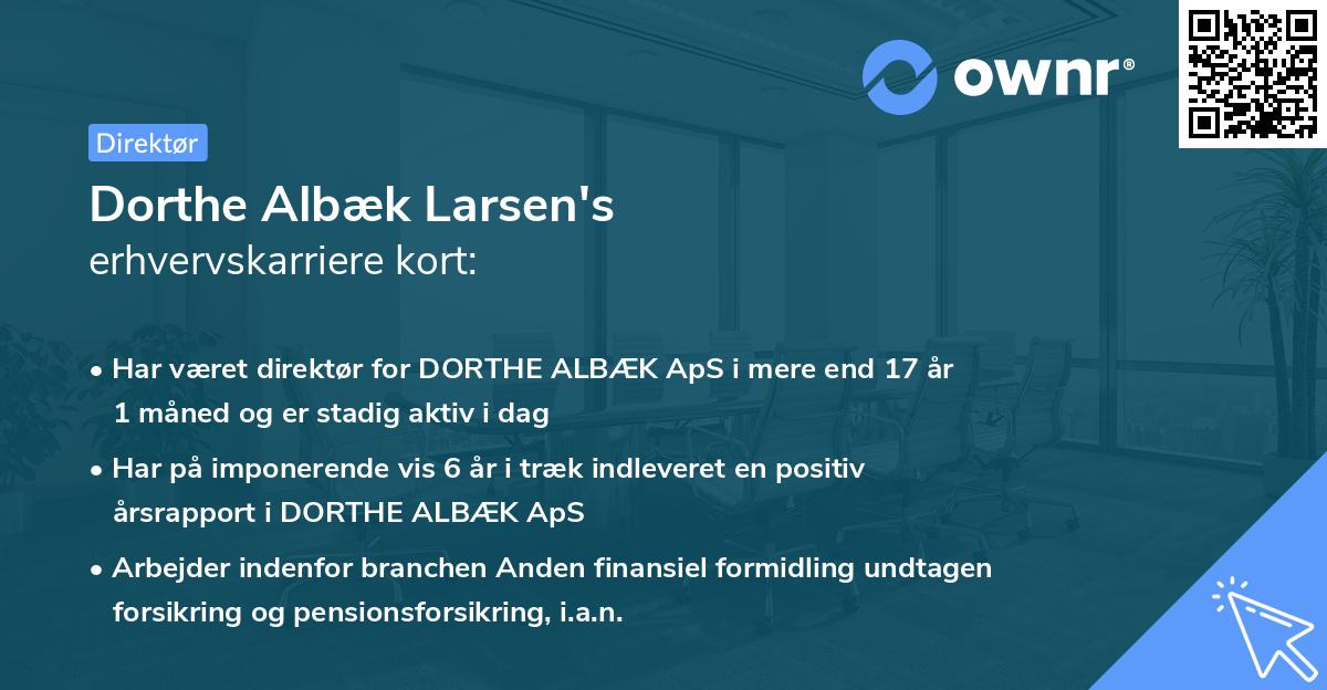 Dorthe Albæk Larsen's erhvervskarriere kort