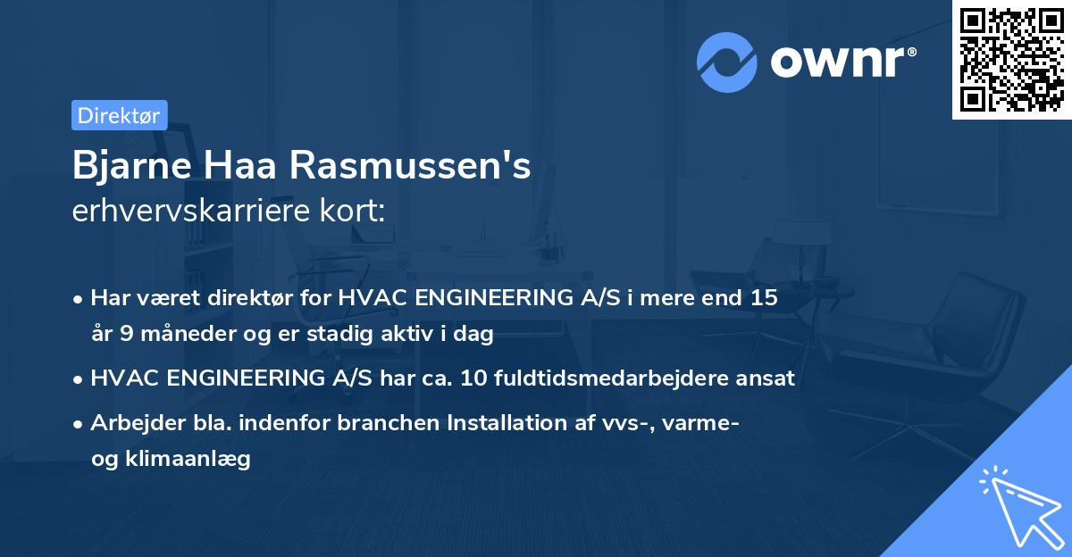 Bjarne Haa Rasmussen's erhvervskarriere kort