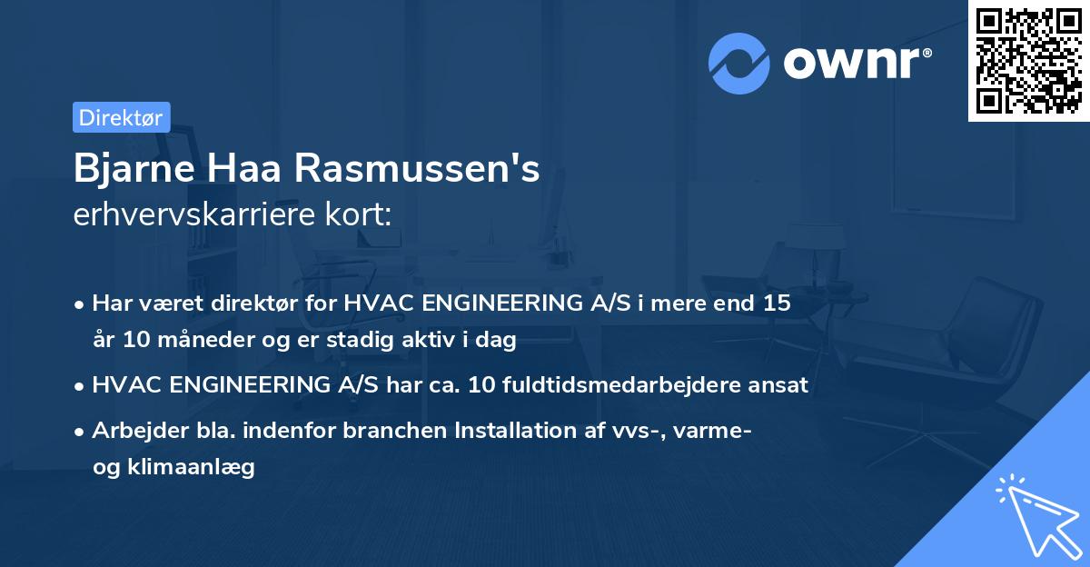 Bjarne Haa Rasmussen's erhvervskarriere kort
