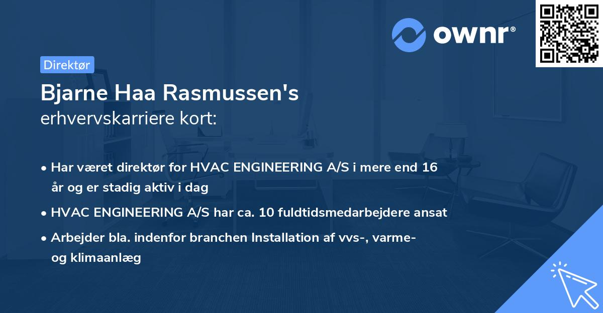 Bjarne Haa Rasmussen's erhvervskarriere kort